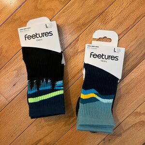 NWT Feetures Men's Trail Socks - 2 Pairs